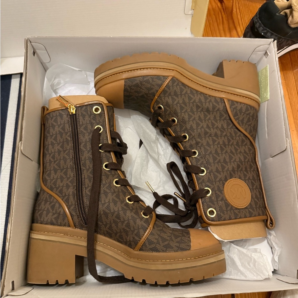 MK Brown Monogram Ankle Boots